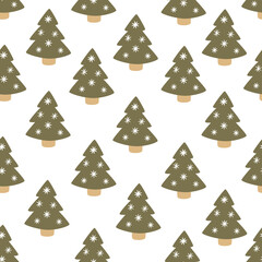 Colorful christmas trees seamless pattern background. Decorative wallpaper, good for printing.