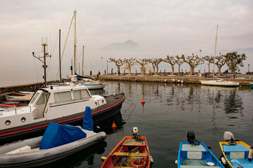 The Torri del Benaco waterfront at Lake Garda, in Verona Province, Veneto, north east Italy
