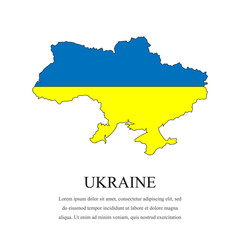 Ukraine map and flag. Vector illustration map of Ukraine with countries borders