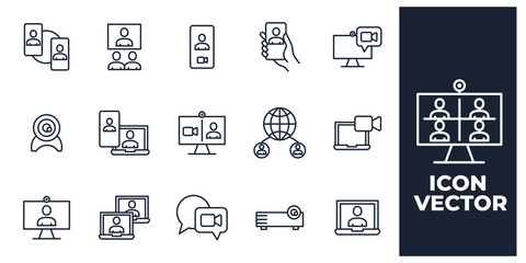 set of Video Conference elements symbol template for graphic and web design collection logo vector illustration