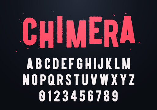 Bold Grunge Typography Set With Letter And Numbers