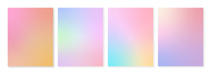Set of textured gradient backgrounds in pastel colors. For covers, wallpapers, branding, social media and many other projects. You can use a grainy texture for each background. - obrazy, fototapety, plakaty