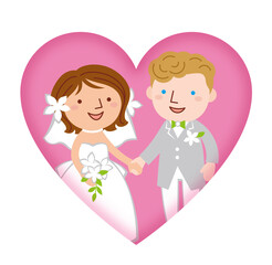 国際結婚　結婚式　新郎新婦　ハートの中