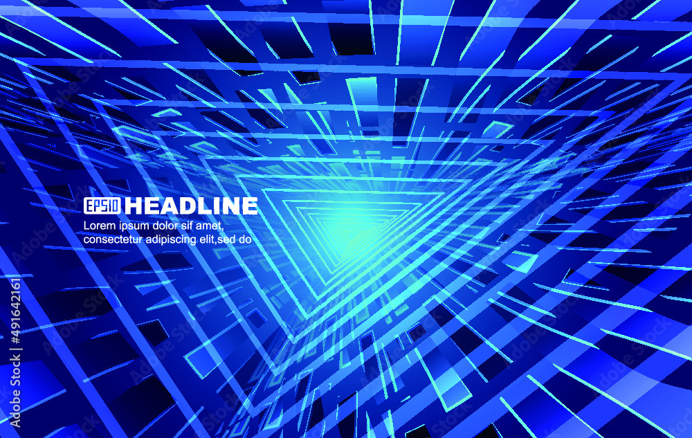 Poster triangular lines and polygons extend the background of future technology space