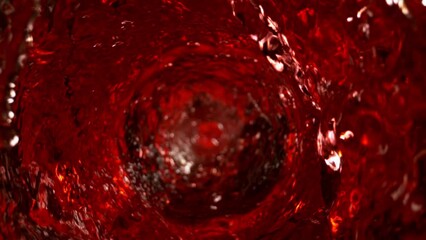 Super Slow Motion Shot of Red Wine Whirling in Glass Bottle at 1000fps. - Powered by Adobe