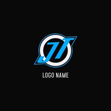 Initial JT logo circle line, creative esport team logo monogram style