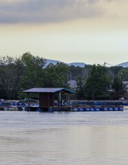 fresh water fish farm at the river