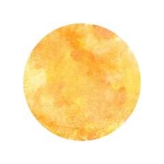 水彩風　鮮やかな蜜柑色の丸い素材