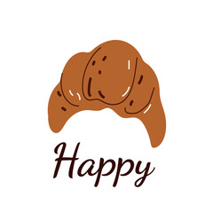Sketch croissant on white background. Vector Illustration.