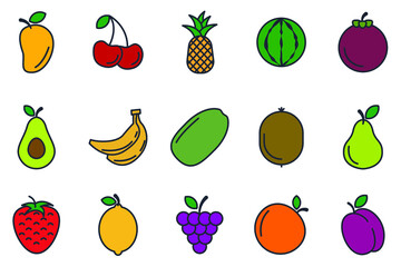 set of Fruits elements symbol template for graphic and web design collection logo vector illustration