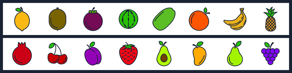 set of Fruits elements symbol template for graphic and web design collection logo vector illustration