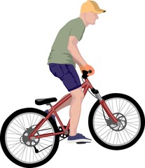 isolated cyclist on MTB bike .