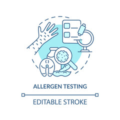 Allergen testing turquoise concept icon. Analysis service abstract idea thin line illustration. Allergic reaction. Isolated outline drawing. Editable stroke. Arial, Myriad Pro-Bold fonts used