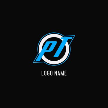 Initial PT logo circle line, creative esport team logo monogram style