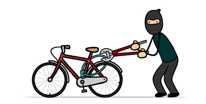 Fahrraddieb mit Bolzenschneider beim Fahrraddiebstahl