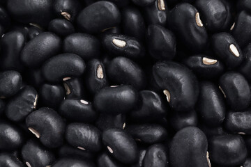 close-up black bean background, top view