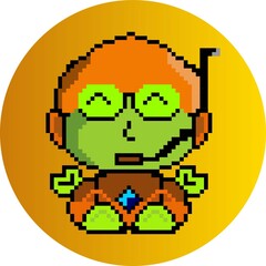 illustration pixel art baby frog character style 