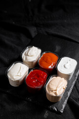 food, white, plate, sweet, red, candle, fresh, meal, restaurant, delicious, color, healthy, gourmet, raw, sauce, ketchup, garlic, mayo