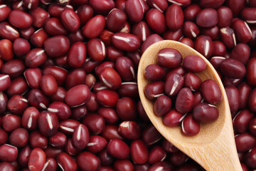 close-up red bean background, top view