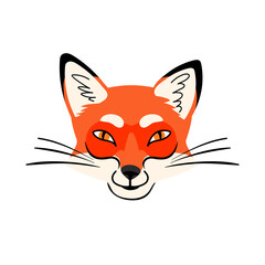 Obraz premium Cute vector fox head isolated on white background. Woodland forest animal. Design can be used for fashion t-shirt, greeting card. Flat style illustration