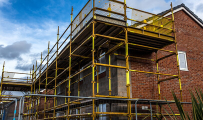 Scaffolding on a new build house.