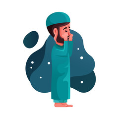 Shalat illustration. Character of muslim to pray