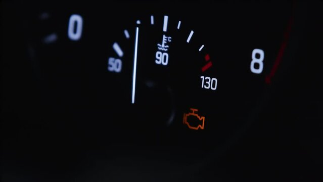Check engine control light - serious car engine failure problems - detail shot. High quality 4k footage