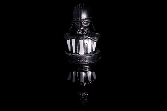 A Dart Vader figurine the main villain from the Star Wars movie