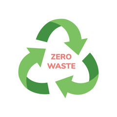Obraz premium Zero waste sign, logo, symbol. zero waste, conscious consumption concept. Sustainable lifestyle, ecological concept. Vector illustration in flat cartoon style