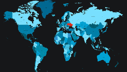 World map. Ukraine map.	
