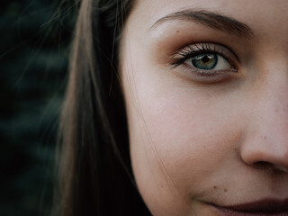 close up of a young woman eye