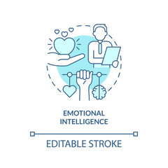 Emotional intelligence turquoise concept icon. Communication efficient. HR skills abstract idea thin line illustration. Isolated outline drawing. Editable stroke. Arial, Myriad Pro-Bold fonts used