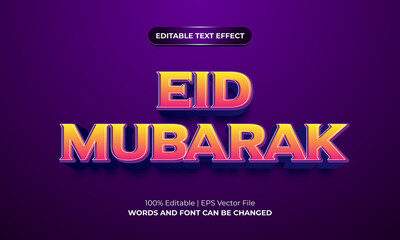 Abstract 3d eid mubarak modern text style effect