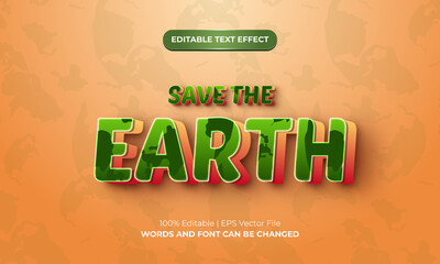 Abstract save the earth 3d modern text effect