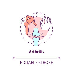 Arthritis concept icon. Joint disorders cause abstract idea thin line illustration. Autoimmune disease. Chronic joint pain. Isolated outline drawing. Editable stroke. Arial, Myriad Pro-Bold fonts used