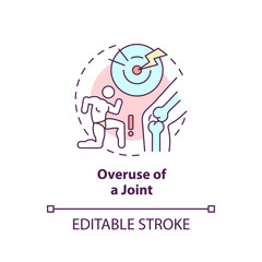 Overuse of joint concept icon. Inflammatory joint disease abstract idea thin line illustration. Stress fracture. Isolated outline drawing. Editable stroke. Arial, Myriad Pro-Bold fonts used