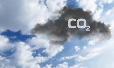 The sky is polluted with CO2. Clouds. Carbon capture technology