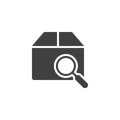 Search parcel box vector icon