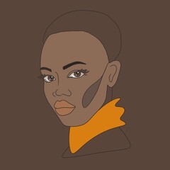 black woman fashion sketch. illustration