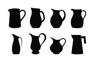 water jug silhouette vector. pitcher isolated on white background. - obrazy, fototapety, plakaty