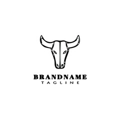 bull head logo cartoon icon template black isolated vector illustration