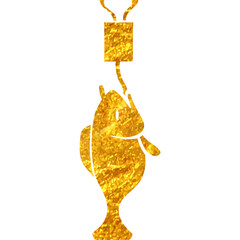 Hand drawn gold foil texture icon Fishing scale © puruan
