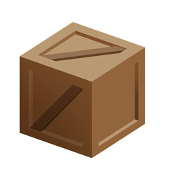 isolated wooden crate or box cartoon graphic illustration 3D isometric render white background