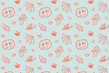 Cute seamless spider pattern background