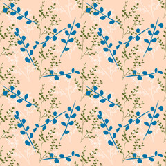 Vector seamless half-drop pattern, with leaves 