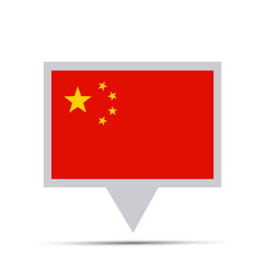 Map pin with flag of China. Flat Style