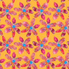 Seamless pattern with abstract pink large flowers.