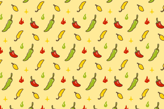Cute seamless chilli pattern background