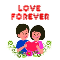 boy and girl with red heart 