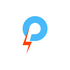 letter P monogram logo with lightning shape, modern and simple stylish logo